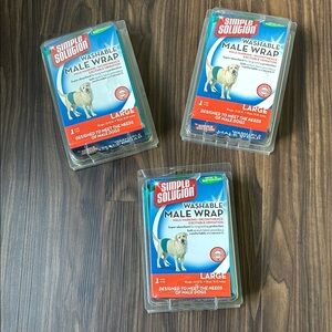 NIB lot of 3 Simple Solution Washable Male Wraps - Large